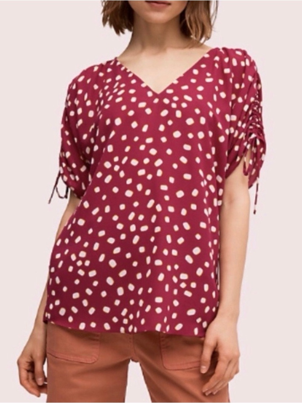 Kate Spade Mallow Dot Ruched Sleeve
Top Beet Juice Size Med | Lightweight